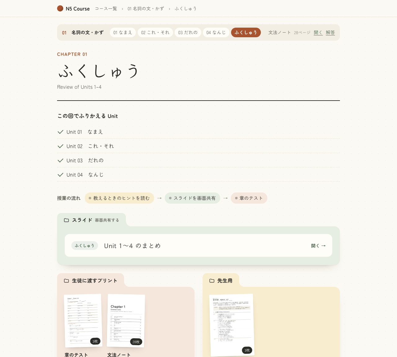 ふくしゅうの回のページ